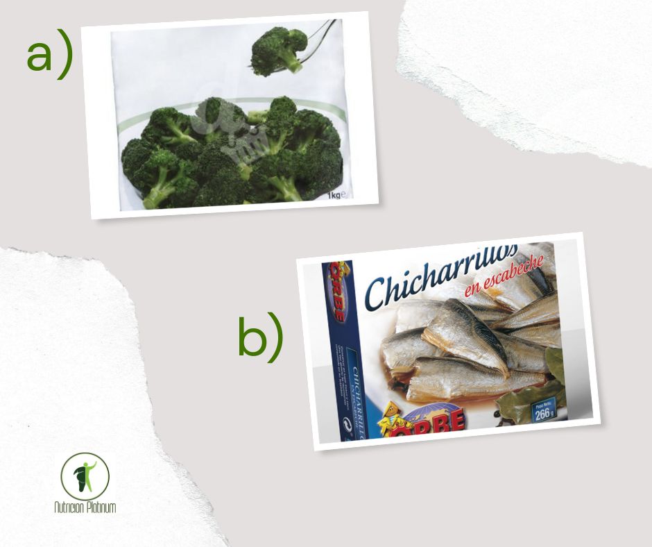 Brocoli cocido con chicharrillos en conserva.